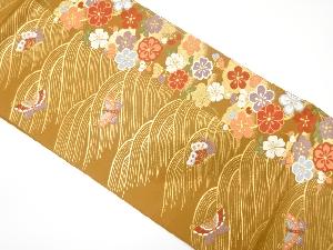 波に蝶・桜模様織り出し袋帯